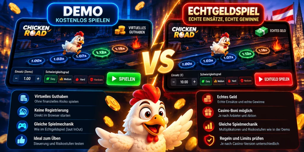 demo chicken road vs real money